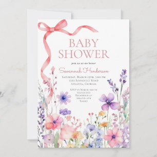 Convites Chuva de Bebê Fita Rosa Flor Silvestre