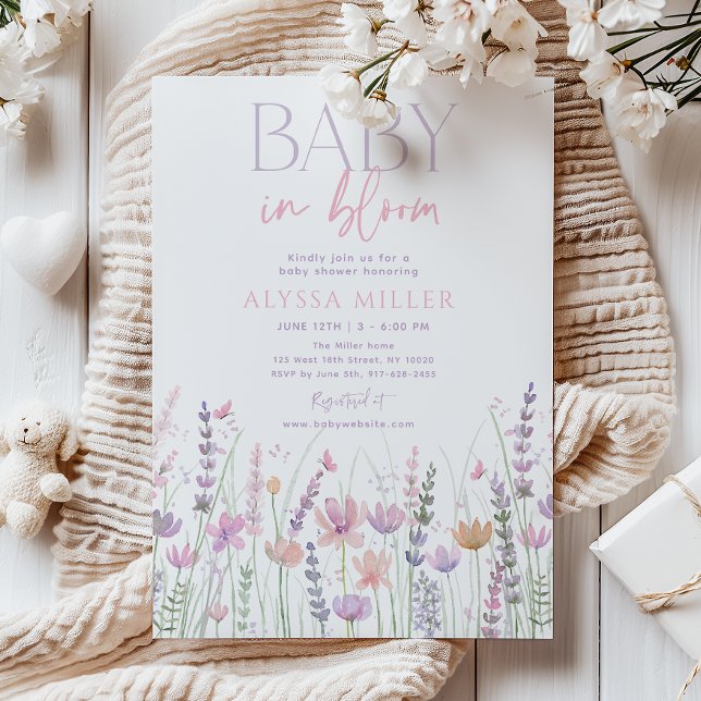 Convites Chuva de Bebê Flor de Bebê Pastel Suave em Flor (Criador carregado)