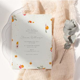 Convites Chuva de Bebê Flor de Laranjeira Selvagem Boho