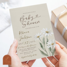 Chuva de Bebê Flor de Margarida Minimalista Boho