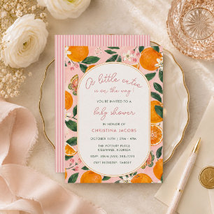 Convites Chuva de Bebê Flor de Tangerina Little Cutie