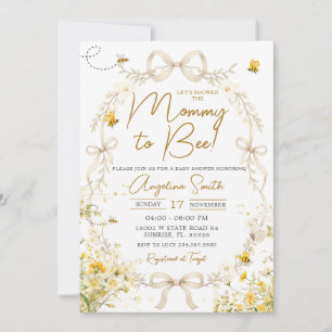 Convites Chuva de Bebê Floral Abelha Amarela Mãe para Abelh