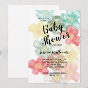 Convites Chuva de Bebê Floral Aquarela Chic