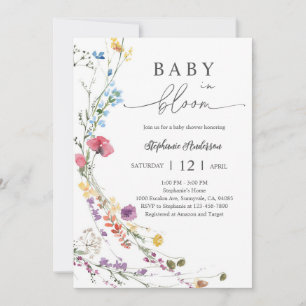 Convites Chuva de Bebê Floral Boho Selvagem