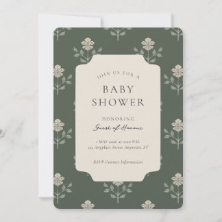 Convites Chuva de Bebê Floral com Impressão de Bloco de Íri