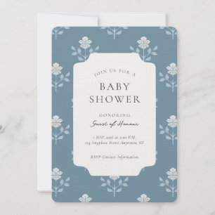 Convites Chuva de Bebê Floral com Impressão de Bloco de Íri