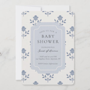 Convites Chuva de Bebê Floral com Impressão de Bloco de Íri
