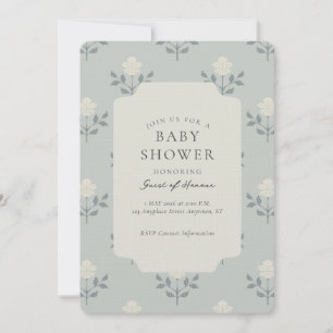 Convites Chuva de Bebê Floral com Impressão de Bloco de Íri