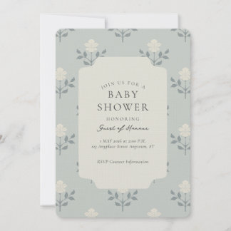 Convites Chuva de Bebê Floral com Impressão de Bloco de Íri