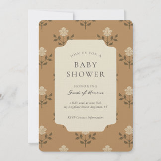 Convites Chuva de Bebê Floral com Impressão de Bloco de Íri