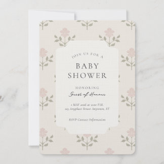 Convites Chuva de Bebê Floral com Impressão de Bloco Íris V
