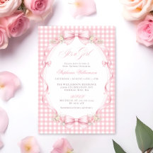 Chuva de Bebê Floral com Laço Xadrez Rosa