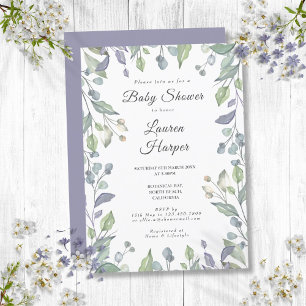 Convites Chuva de Bebê Floral Country com Folhagens