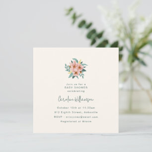 Convites Chuva de Bebê Floral Elegante Jardim Minimalista S