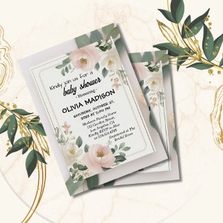 Convites Chuva de Bebê Floral em Aquarela