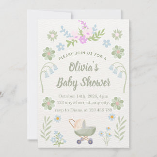 Convites Chuva de Bebê Floral Macia Personalizada
