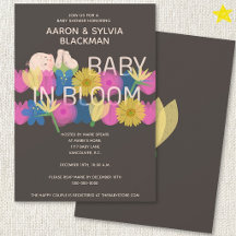 Chuva de Bebê Floral Moderna em Cinza com Impressã
