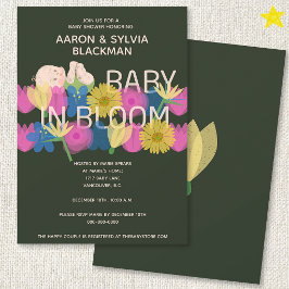 Convites Chuva de Bebê Floral Moderna em Verde com Impressã