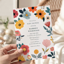 Chuva de Bebê Floral Moderna Neutra em Gênero