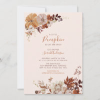 Chuva de Bebê Floral Outonal Rústica Abóbora Rosa