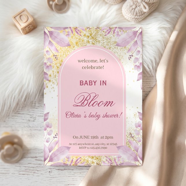Convites Chuva de Bebê Floral Rosa Elegante (Criador carregado)
