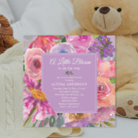 Chuva de Bebê Floral Rosa Roxo Pequeno Florescer