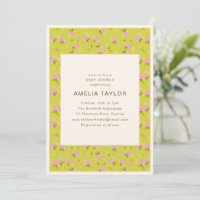 Chuva de Bebê Floral Vintage Jardim Amarelo Rosa 