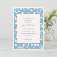 Chuva de Bebê Flores Ditsy Azuis Boho Vintage Retr