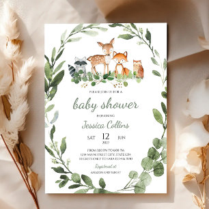 Convites Chuva de Bebê Floresta Animais da Floresta Verde