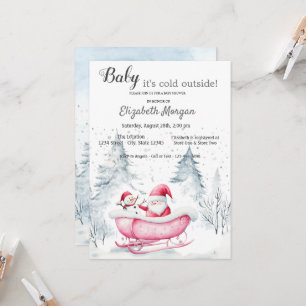 Convites Chuva de Bebê Floresta de Inverno Papai Noel