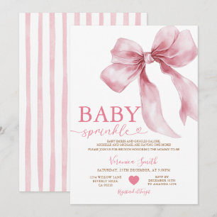 Convites Chuva de Bebê Fofa Arco Rosa Coquette Baby Shower