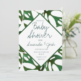 Convites Chuva de Bebê Folha Tropical Monstera