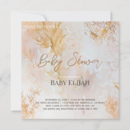 Convites Chuva de Bebê Folhas de Pastel Suave em Aquarela