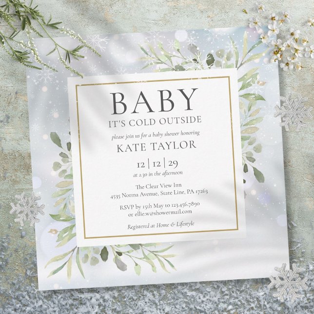 Convites Chuva de Bebê Frio Fora Chuva de Bebê Inverno Neve (Baby Its Cold Outside Baby Shower Winter Snow Invitation)