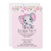 Chuva de Bebê Fronteira de Elefante Rosa e Rosas