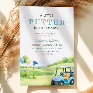 Convites Chuva de Bebê Golf Um Pequeno Putter Está a Caminh
