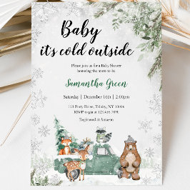 Convites Chuva de Bebê Greenery Winter Woodland