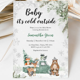 Convites Chuva de Bebê Greenery Winter Woodland