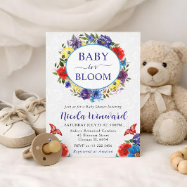 Convites Chuva de Bebê Grinalda Vermelha e Azul em Aquarela