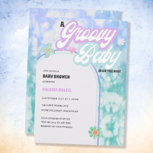 Convites Chuva de Bebê Groovy Baby Pastel Tie Dye