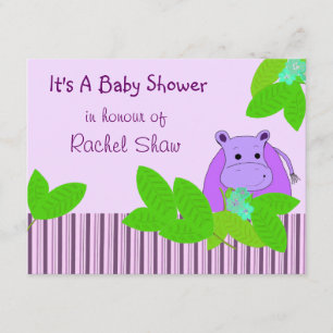 Convites Chuva de Bebê Hipopótamo Roxo