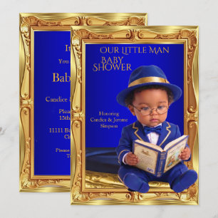 Convites Chuva de Bebê Homemzinho Fofo Étnico Livro Azul Do