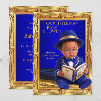 Convites Chuva de Bebê Homemzinho Fofo Étnico Livro Azul Do
