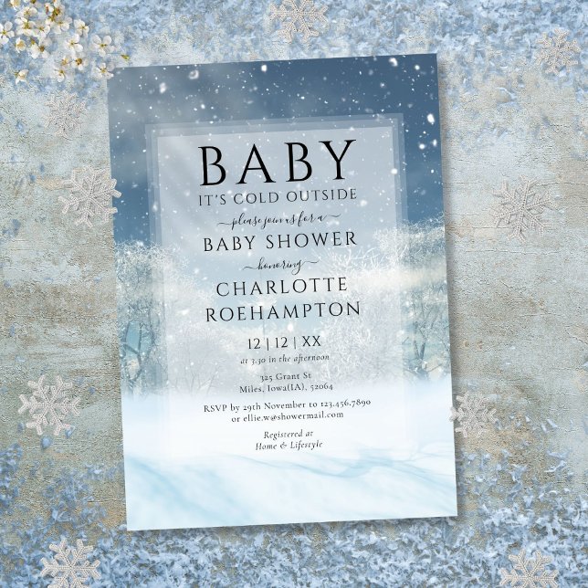 Convites Chuva de Bebê Inverno - Está Frio Lá Fora (Baby Its Cold Outside Winter Baby Shower Invitation)