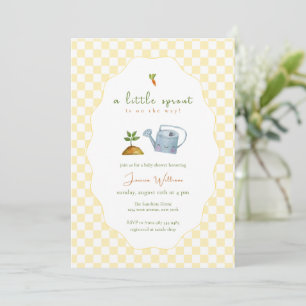 Convites Chuva de Bebê Jardim Broto Verde Pequeno Amarelo 