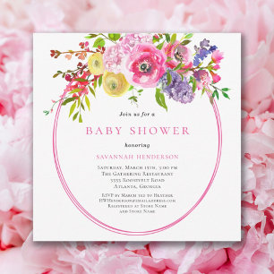 Convites Chuva de Bebê Jardim de Flores Silvestres de Verão