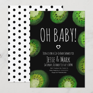Convites Chuva de Bebê Kiwi em Aquarela Pontinhos