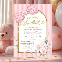 Chuva de Bebê Laço de Listras Rosa Coquette