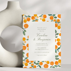 Convites Chuva de Bebê Laranja Cítrica Casal Inverno Modern