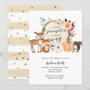 Convites Chuva de bebê laranja queimada de abóbora de outon